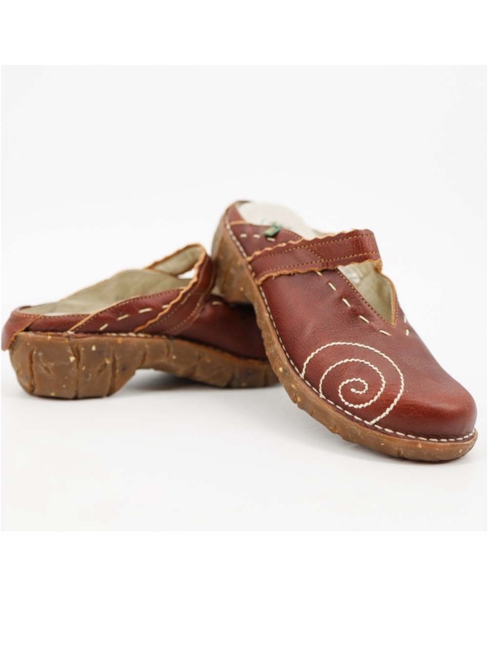El Naturalista Yggdrasil NG96 Leather Clogs Women 37 Brown Lagenlook Comfort New